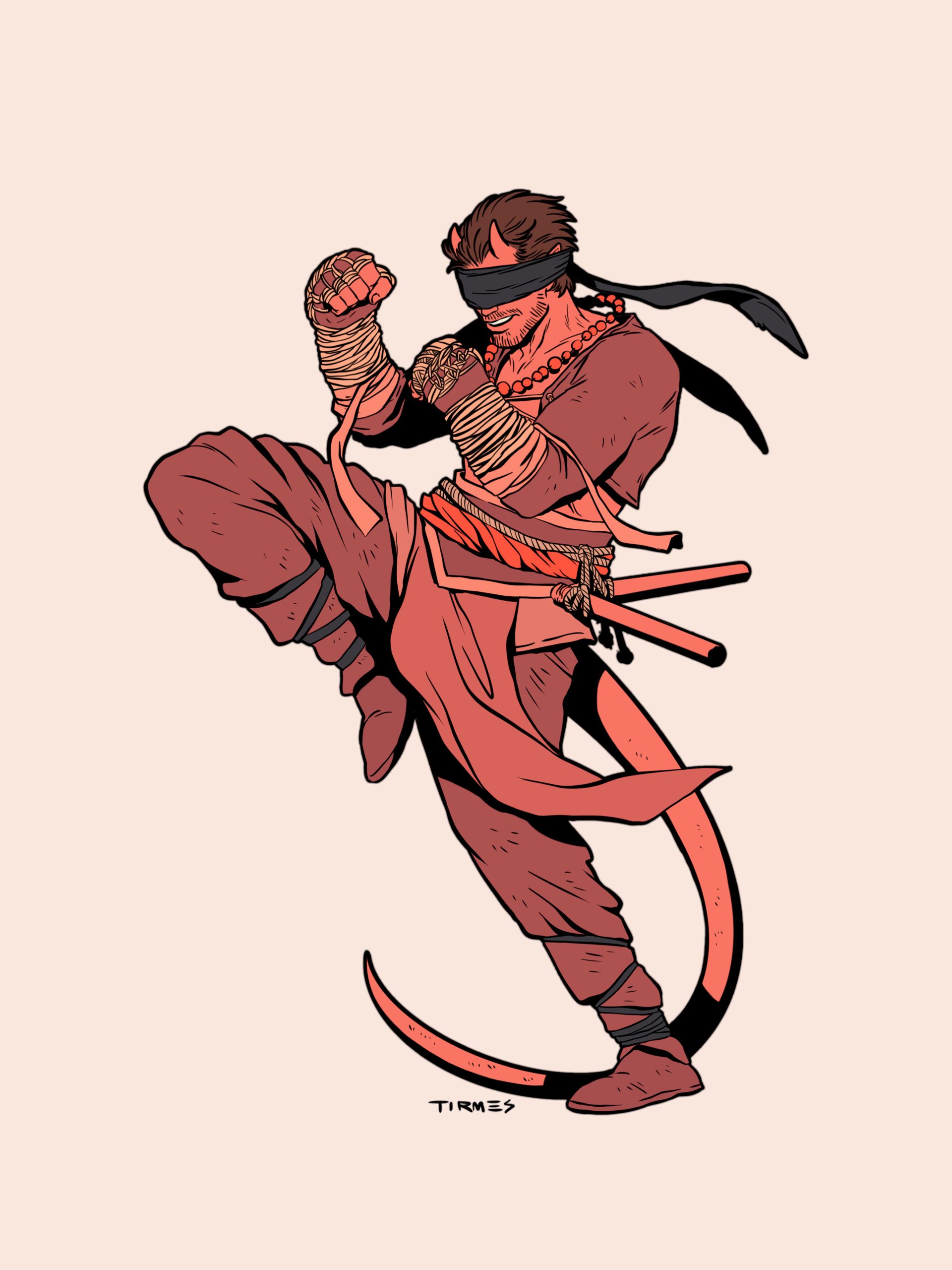 Superhéroe Daredevil rediseñado con estética de Dungeons and Dragons.