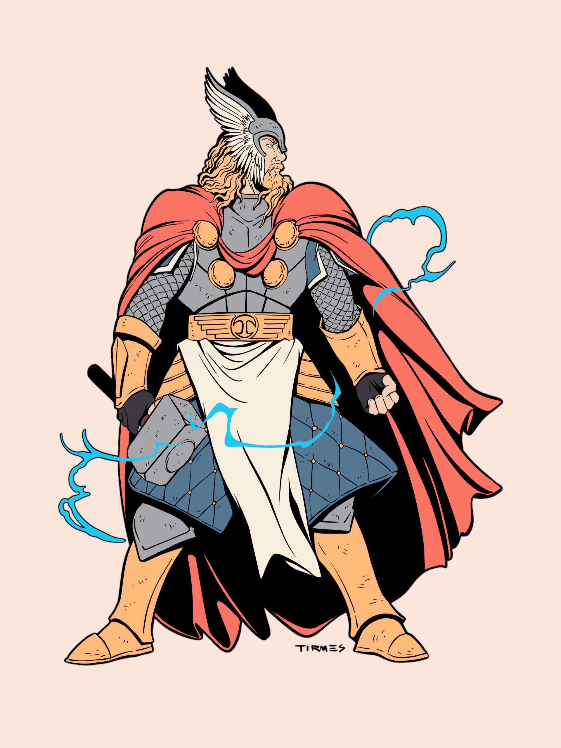 Superhéroe Thor de Marvel rediseñado con estética medieval.