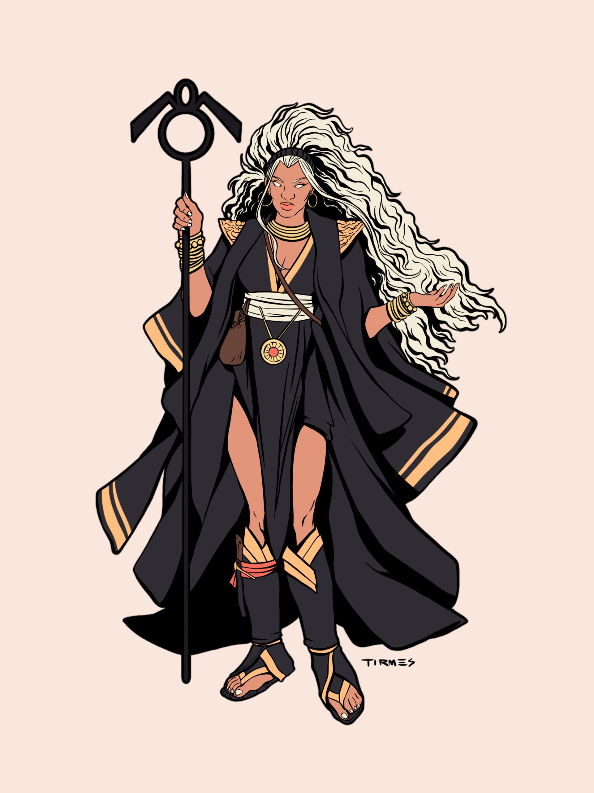 Superheroína de X-Men con estética de Dungeons and Dragons.