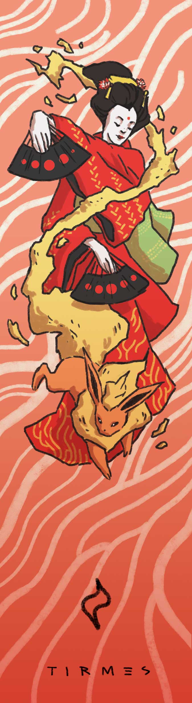 Ilustración de chica kimono Flareon