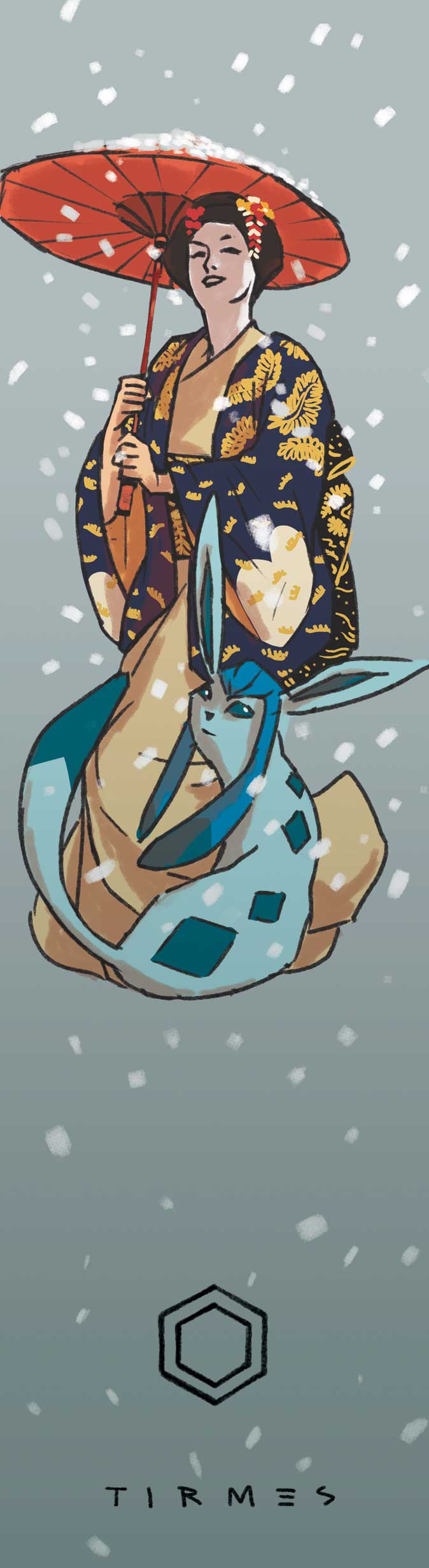 Ilustración de chica kimono Glaceon
