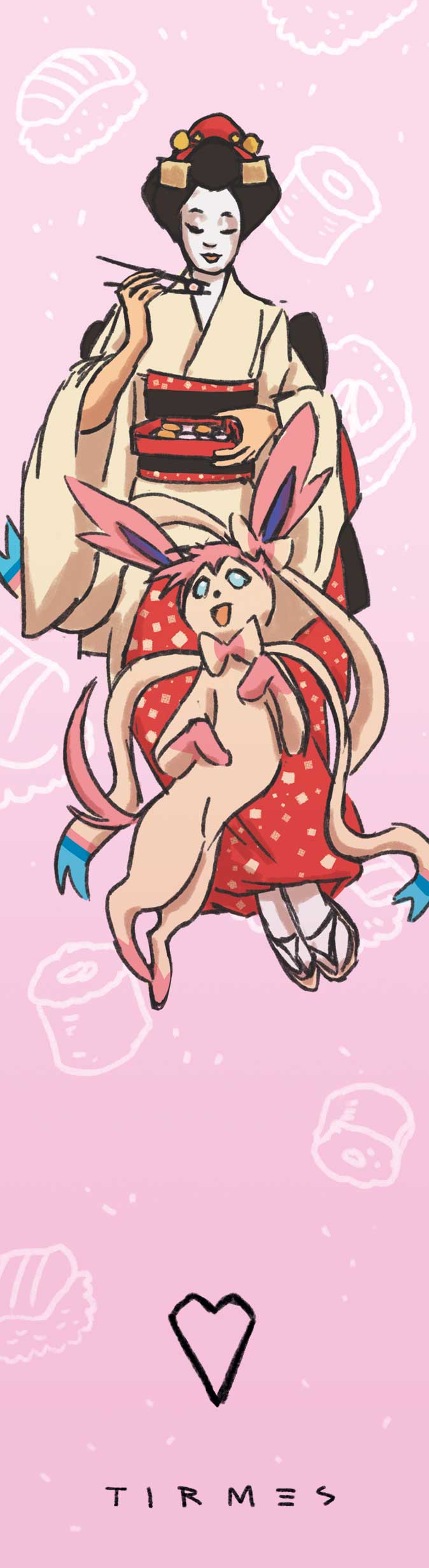 Ilustración de chica kimono Sylveon