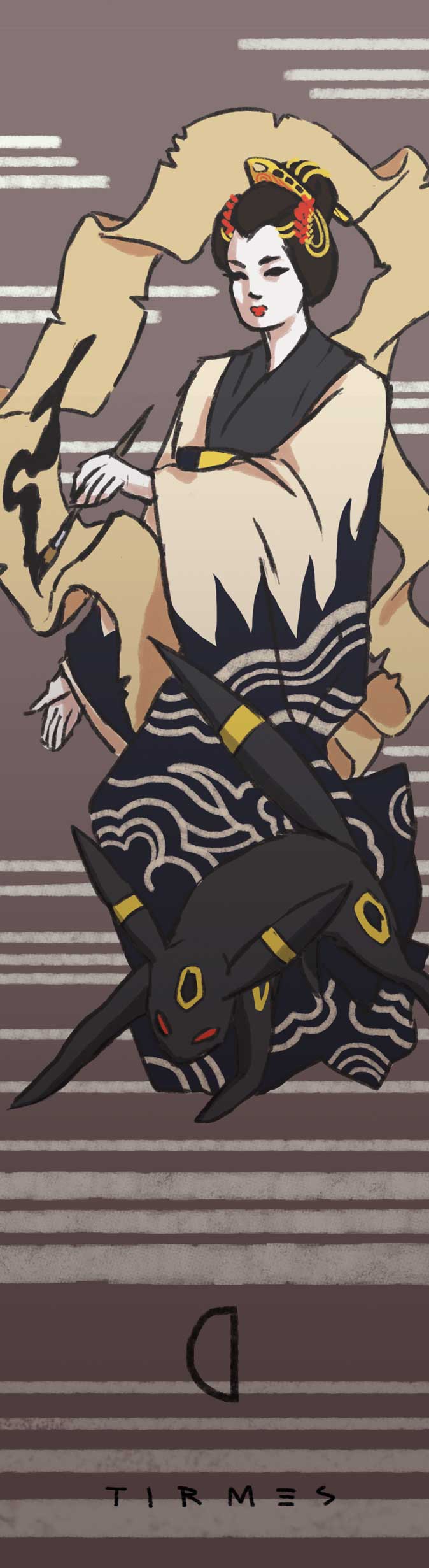 Ilustración de chica kimono Umbreon