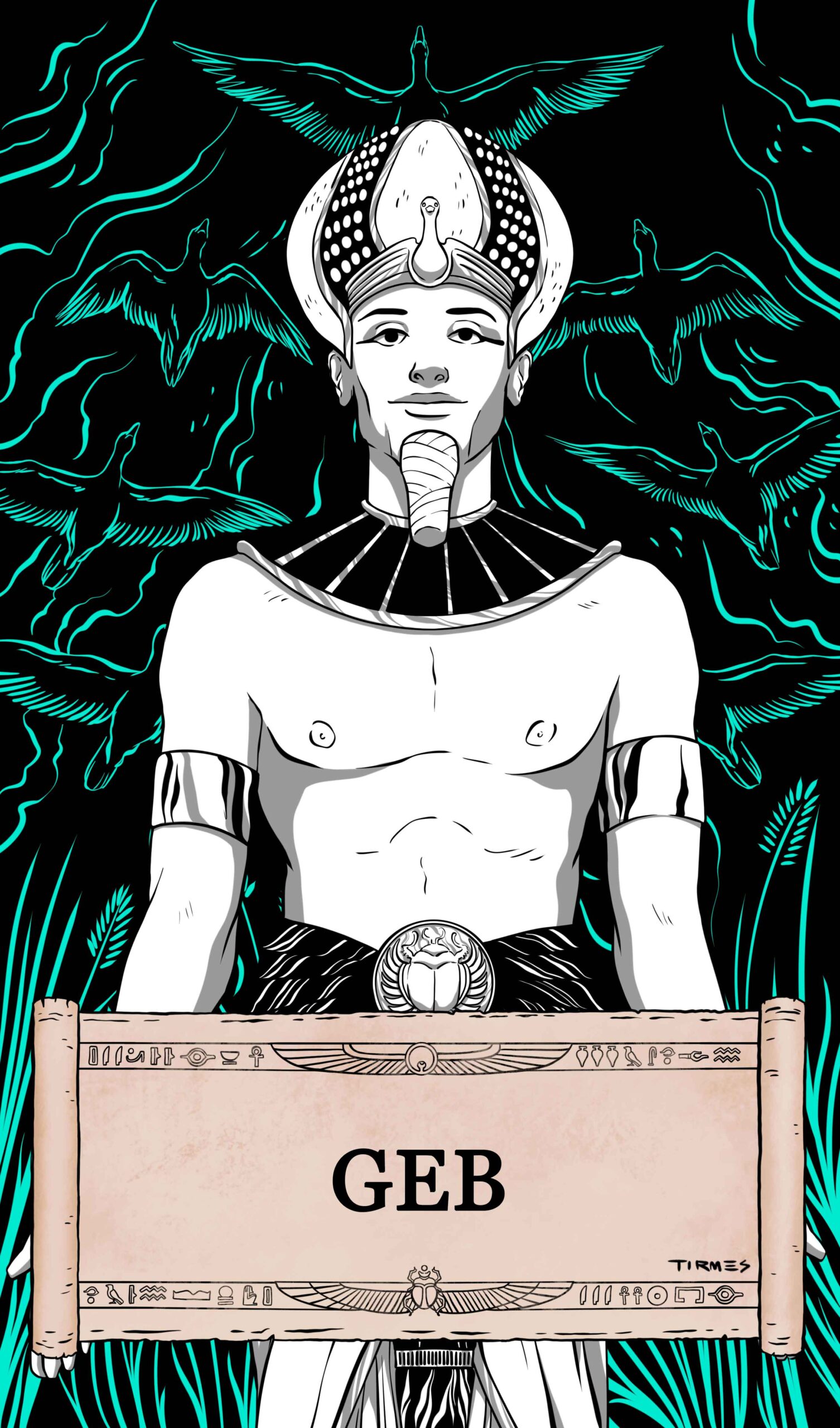 Mitología Egipcia 6 Ilustración del dios egipcio Geb.