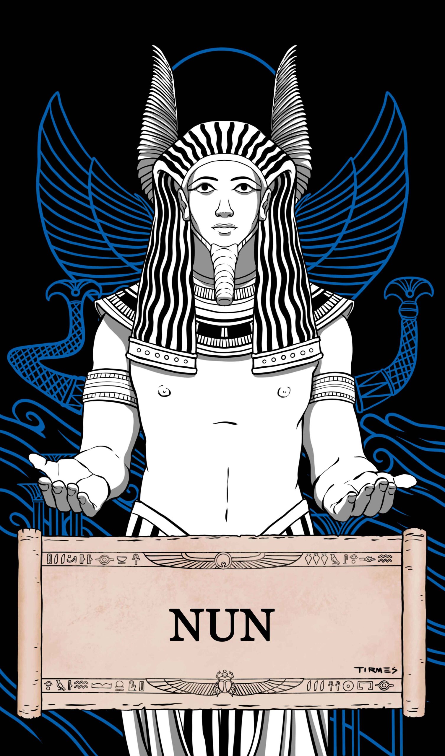 Mitología Egipcia 5 Ilustración del dios egipcio Nun.