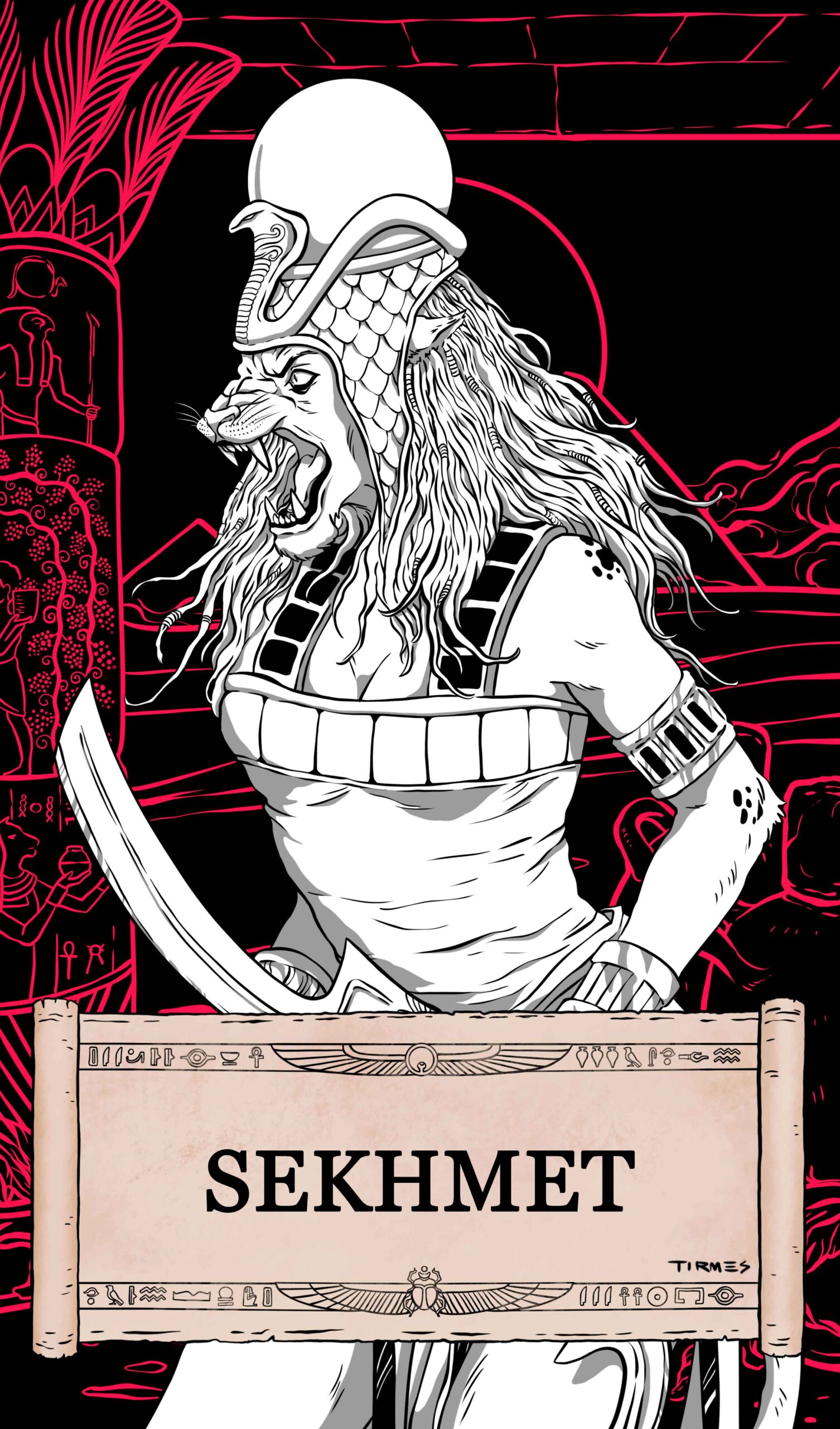 Mitología Egipcia 21 Ilustración de la diosa egipcia Sekhmet.