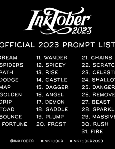 inktober 2023 official prompt list