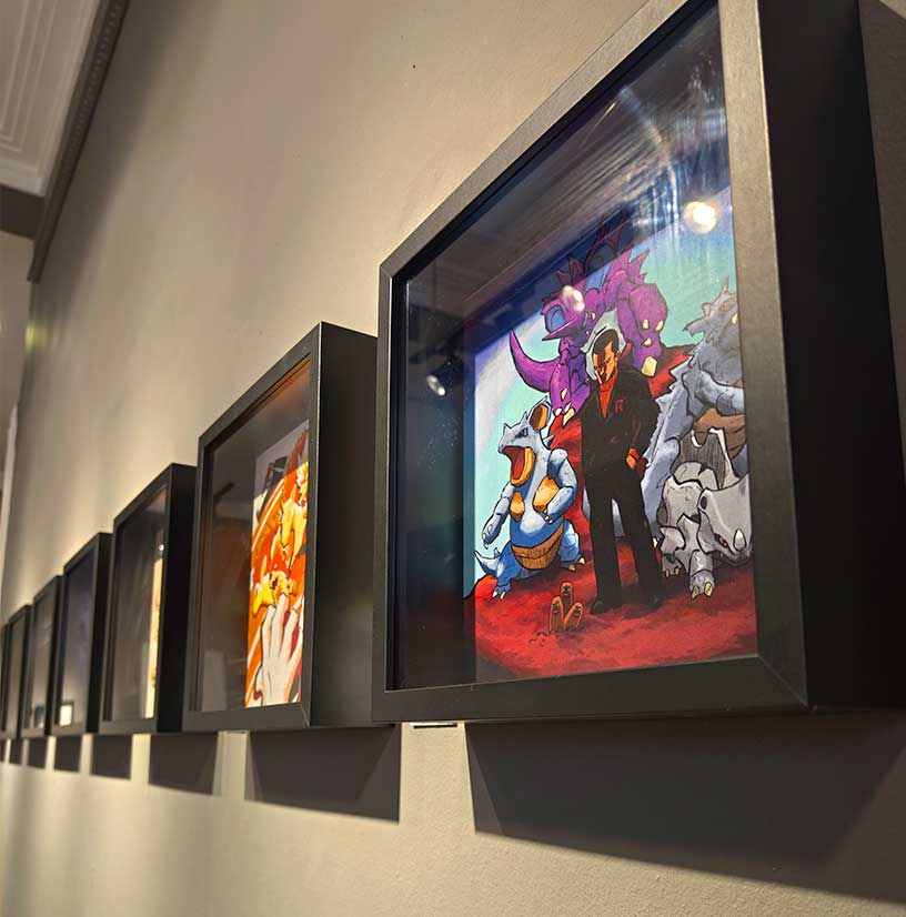 Exposición de los líderes de los gimnasios Pokémon.