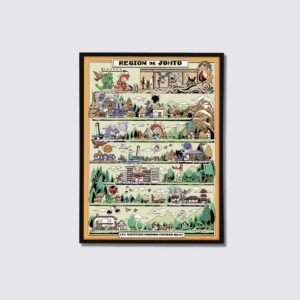 Ilustración del recorrido por la región Pokémon de Johto.