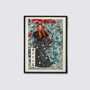 Print de Sansa Stark, ilustrada con una estética ukiyo-e.