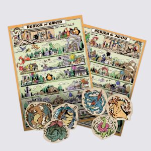 Pack Pokémon: Regiones de Kanto y Johto + pegatinas